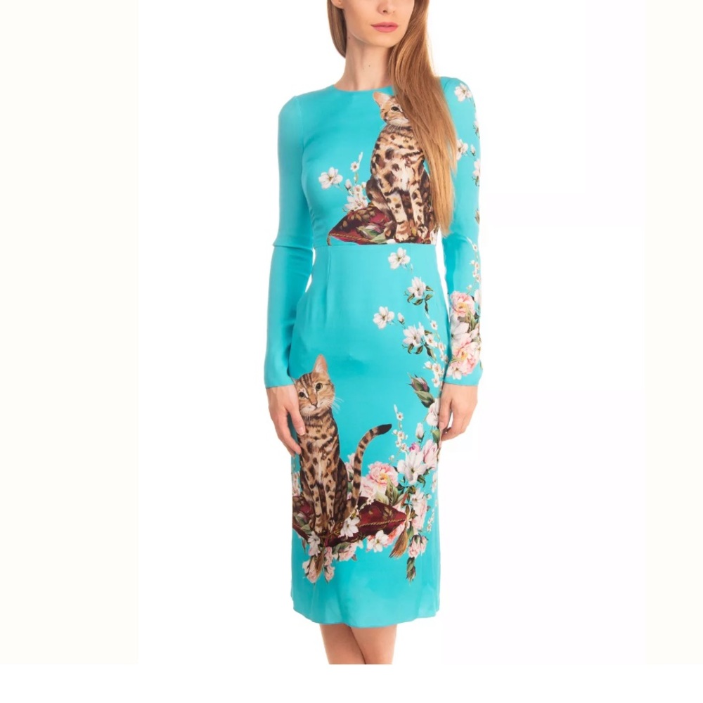 COPY - Dolce and Gabbana Cat Print Midi Dress
